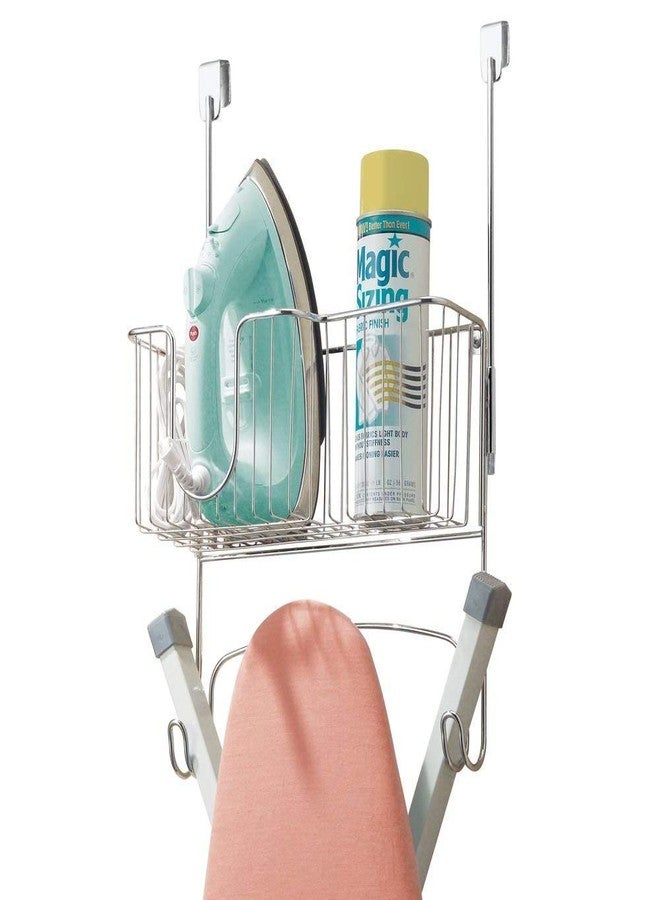 INDIAN DECOR Ironing Board Holder with Storage Basket - Over The Door Ironing Board Storage - Chrome - Image 2